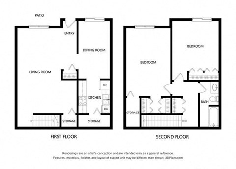 Floor plan for 2 beds, 1 bath, 1170 sqft